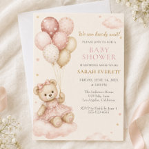 Pink Teddy Bear Balloon Girl Baby Shower