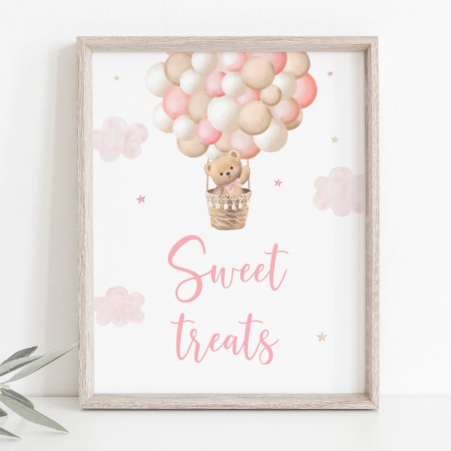 Pink Teddy Bear Balloons Baby Shower Treats Sign (Creator Uploaded)