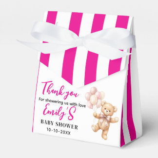 Pink Teddy Bear girl Baby Shower Favor Box