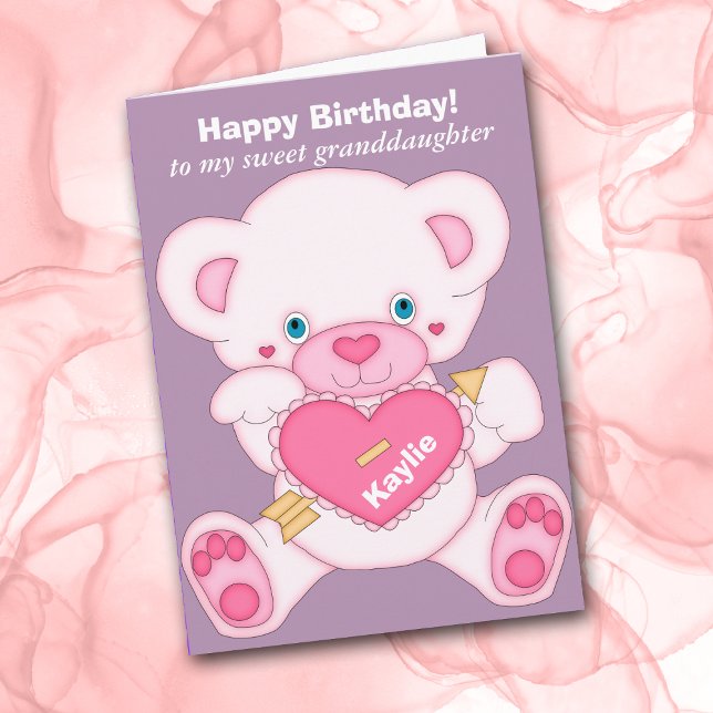Pink Teddy Bear Granddaughter Birthday Card (Creator Uploaded)