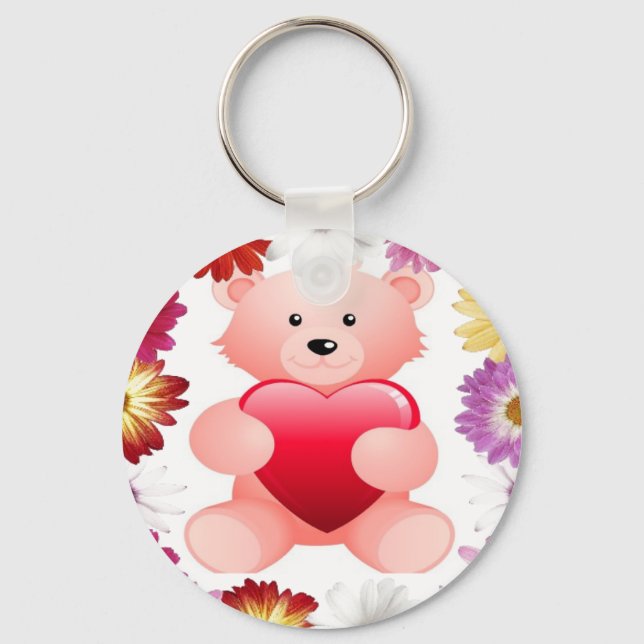 Pink Teddy Bear keychain (Front)