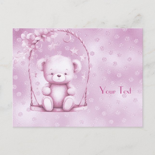 Pink Teddy Bear Postcard (Front)