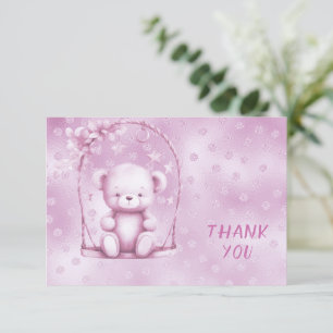 Pink Teddy Bear Thank You Card
