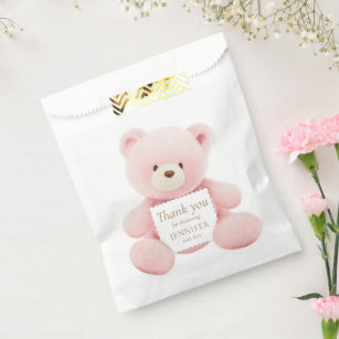 Pink Teddy Bear Thank you Favour Bag