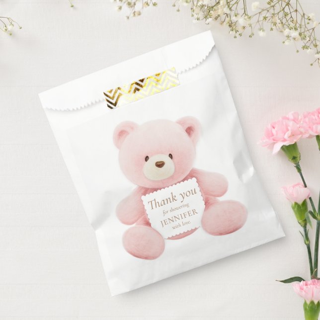 Pink Teddy Bear Thank you Favour Bag (Sealed)