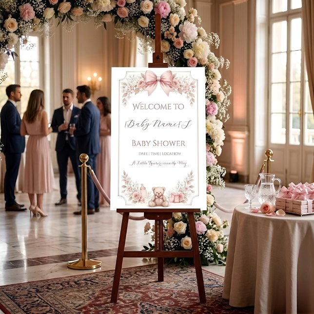 Pink Teddy Bear Welcome Sign (Creator Uploaded)