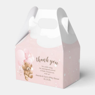 Pink Teddy Bear with Balloons Favour Box