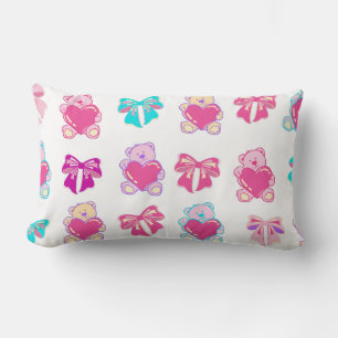 Pink Teddy Bears & Bows Pillow
