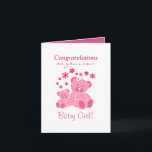 Pink teddy Bears Cute Baby Girl Congrats Card<br><div class="desc">Adorable pink teddy bears on baby girl congratulations card.</div>
