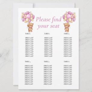 PINK Teddy Birthday Girl  Invitation