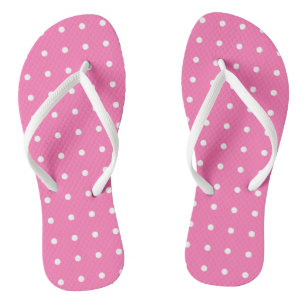 Pink Template White Dots Rustic Pattern Design Flip Flops