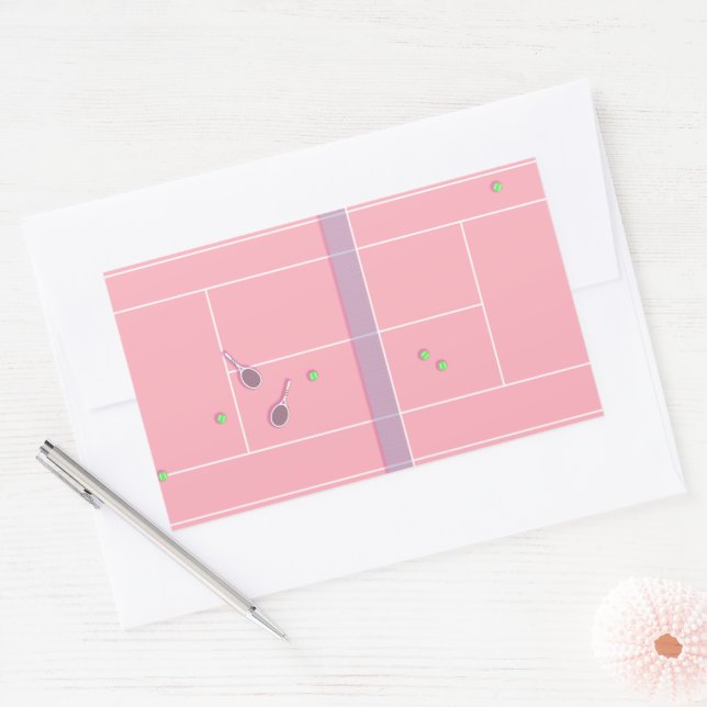 Pink Tennis Court Preppy Modern Tennis Player    Sticker (Envelope)