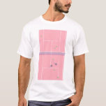 Pink Tennis Court Preppy Modern Tennis Player T-Shirt<br><div class="desc">Personalized classic tennis court design in blue with classic, chic, preppy & elegant tennis rackets and green tennis balls. Simple, minimalist gift for your tennis coach or tennis team. Personalized Gift for a tennis player. Blue tennis court illustration. Trendy tennis players home decor. Trendy modern tennis player gifts. Cool retro...</div>