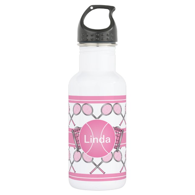 Pink Tennis Design | DIY Name 532 Ml Water Bottle (Front)