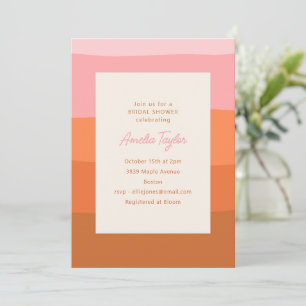 Pink Terracotta Colour Block Modern Bridal Shower Invitation