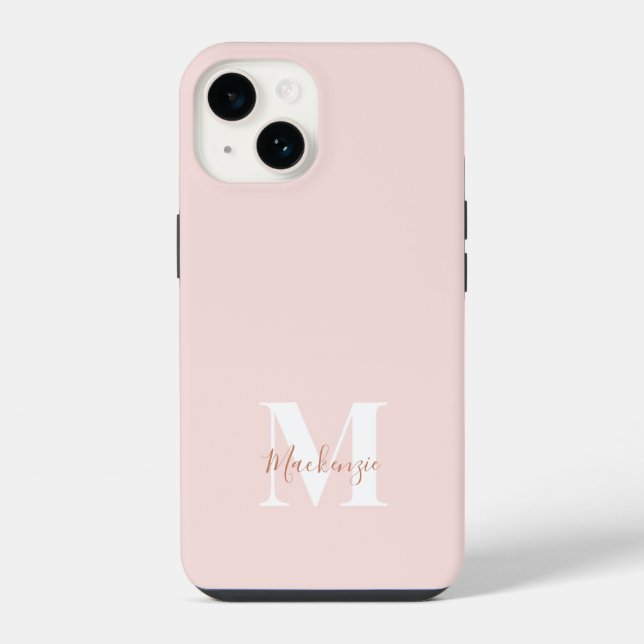 Pink & Terracotta Modern Initial Monogram Case-Mat iPhone Case (Back)