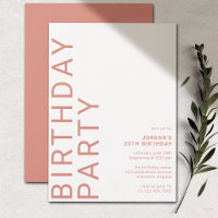 Pink Terracotta Modern Typography Any Age Birthday
