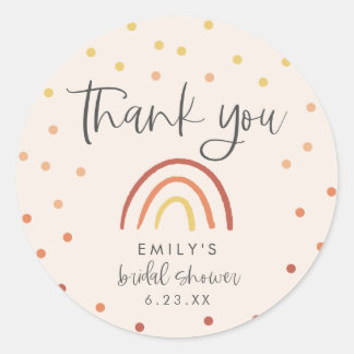 Pink Terracotta Rainbow Bridal Shower Thank You Classic Round Sticker