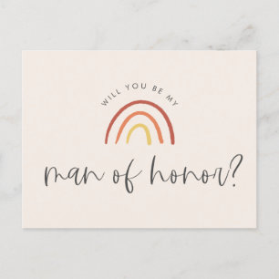 Pink Terracotta Rainbow Man of Honour Proposal Invitation Postcard