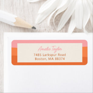 Pink Terracotta Stripe Personalized Return Address