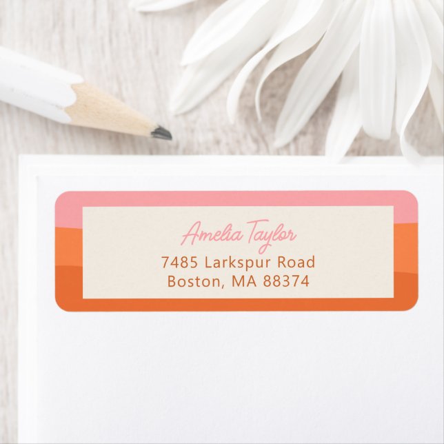 Pink Terracotta Stripe Personalized Return Address (Insitu)