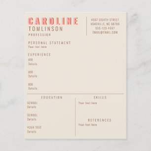 Pink Terracotta Typography Creative Modern Resume