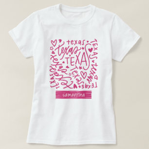 Pink Texas Doodle Pattern T-Shirt