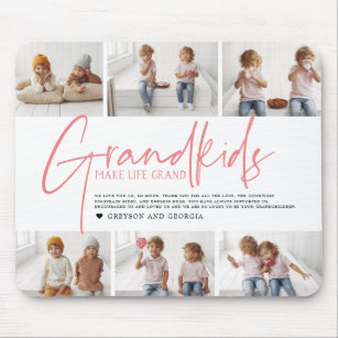 Pink Text | Grandkids Make Life Grand Photo Mouse Pad