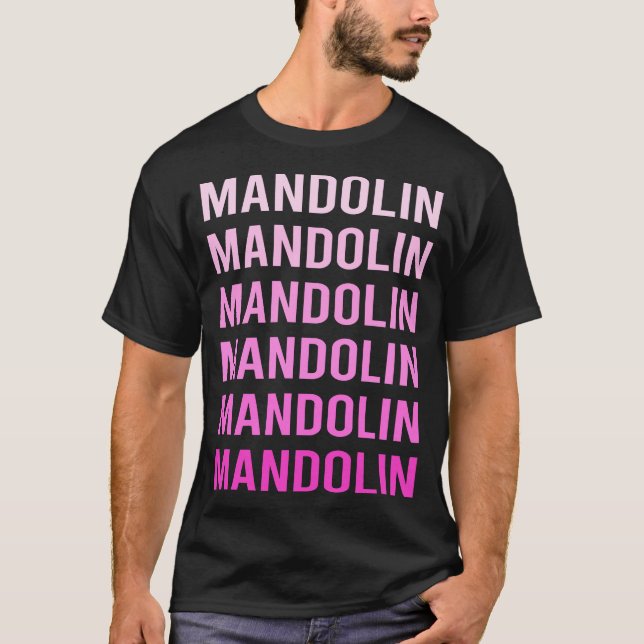 Pink Text Mandolin T-Shirt (Front)