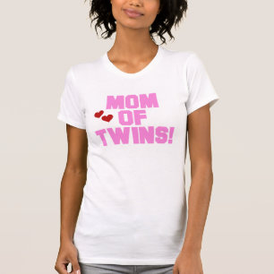 Pink Text Mom of Twins T-Shirt