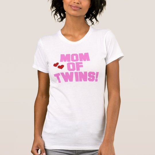 Pink Text Mom of Twins T-Shirt