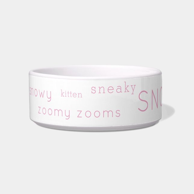 Pink Text Personalized Pet Nicknames Bowl (Left)