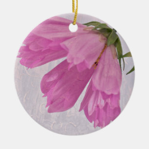 Pink Textured Cosmo Flower Ceramic Ornament