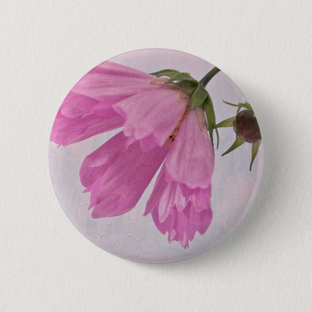 Pink Textured Cosmo Flower Pin Button (Front)