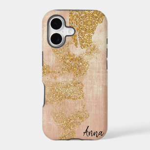 *~* Pink Textured Gold Glitter Distressed Golden