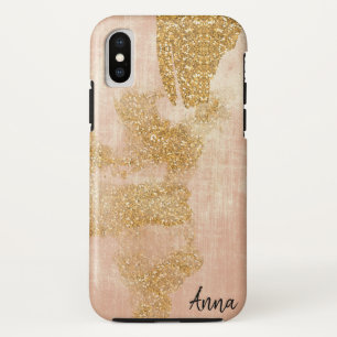 *~* Pink Textured Gold Glitter Distressed Golden Case-Mate iPhone Case