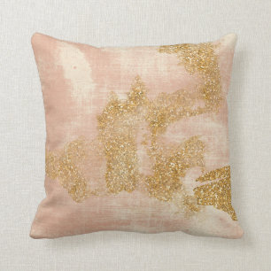 *~* Pink Textured Gold Glitter Distressed Golden Throw Pillow