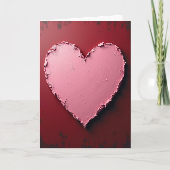 Pink Textured Heart Love Card (Front)