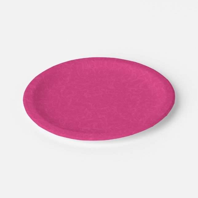 Pink textured surface with subtle swirling pattern paper plate (Angled)