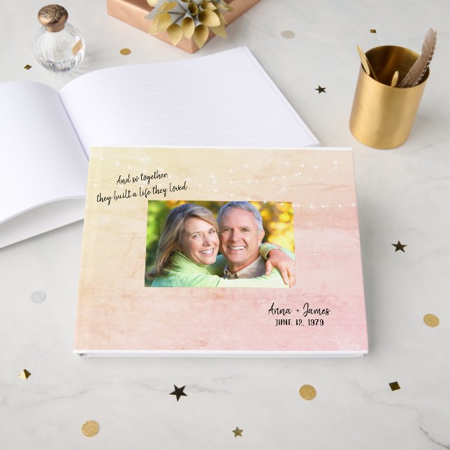 Pink Textured Vow Renewal Guest Book (Front Open)