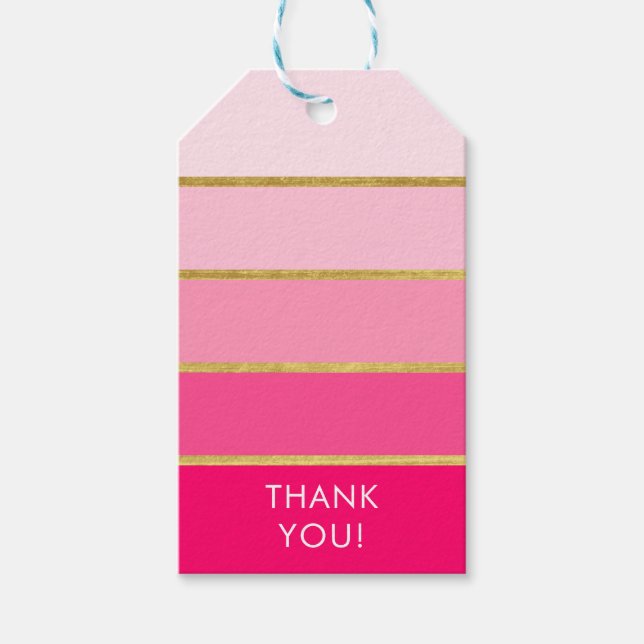 Pink Thank You Birthday Gift Tags (Front)