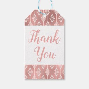Pink Thank You Boho Diamonds Tribal Wedding Party Gift Tags
