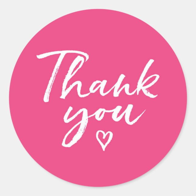 Pink Thank you brush script hand lettered stickers (Front)