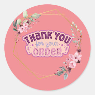 Pink Thank you for Order Sticker
