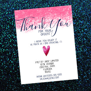 PINK Thank you for your order Business Insert Postcard
