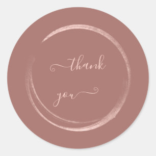 Pink Thank You Powder Rose Pastel Wedding Favour Classic Round Sticker