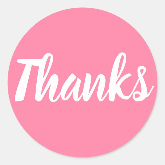 Pink thank you simple business sticker (Front)