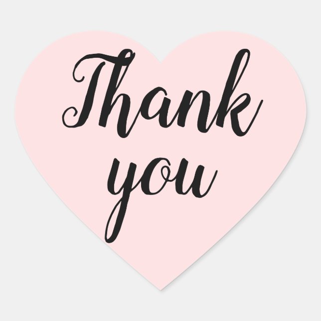 Pink thank you simple minimalist heart sticker (Front)