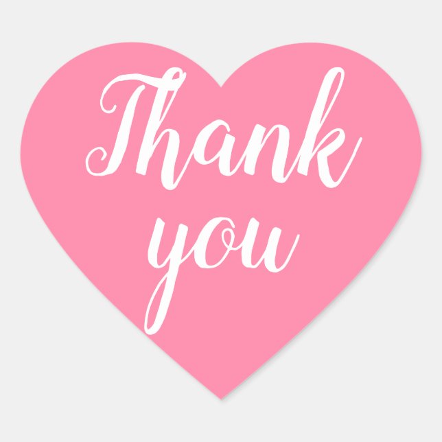 Pink thank you simple minimalist heart sticker (Front)