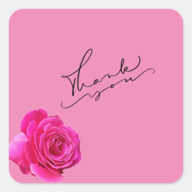 Pink Thank You Square Sticker (Front)